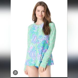 NWT.Beach House Vibrant Floral Zip Rashguard